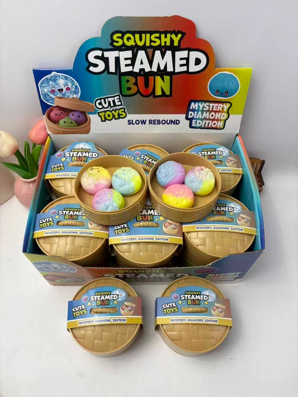 3-in-1 Mini Rainbow Dumpling Squishy Set