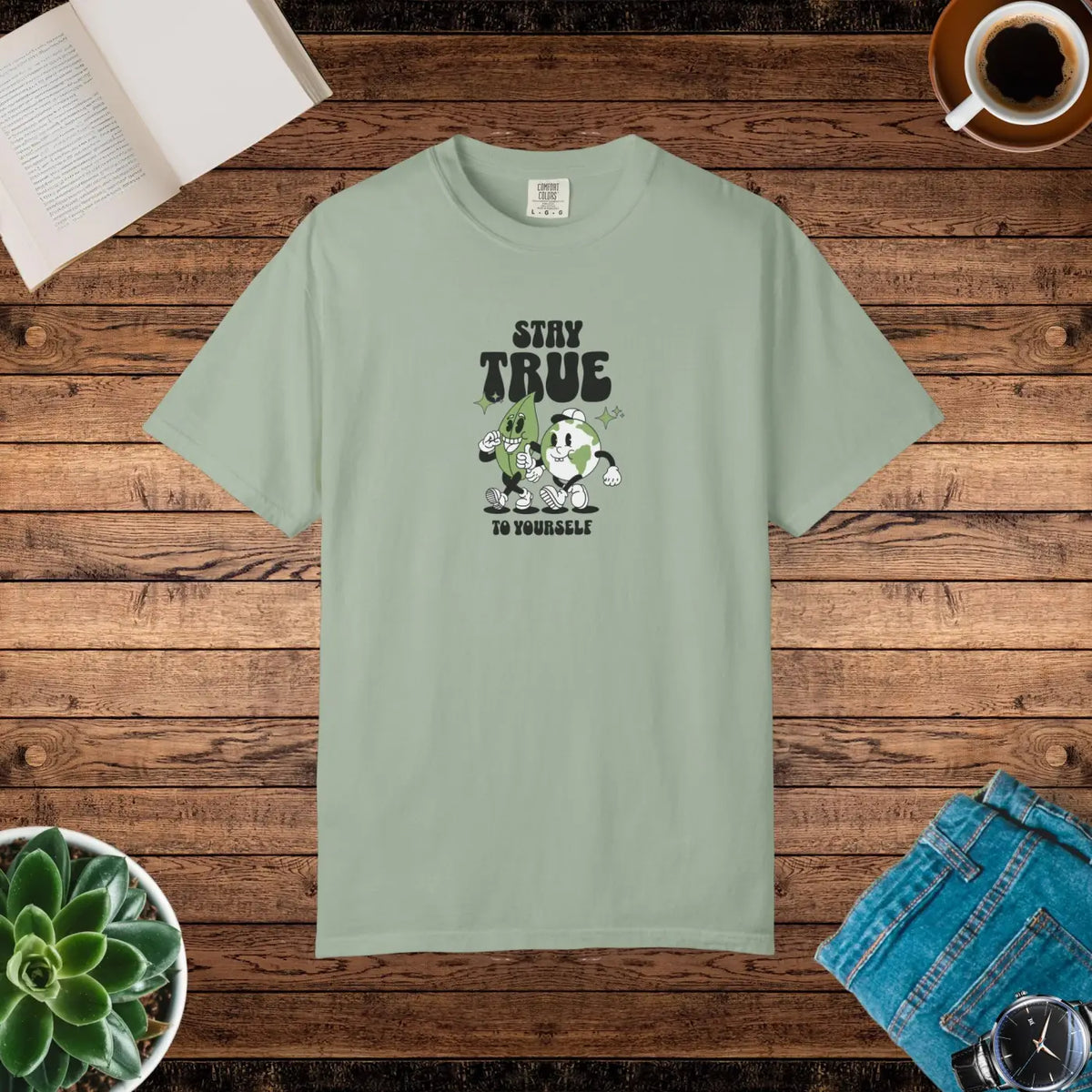 DipaliZ Earth Leaves Relaxed Fit Tee - Cozy Comfort Colors