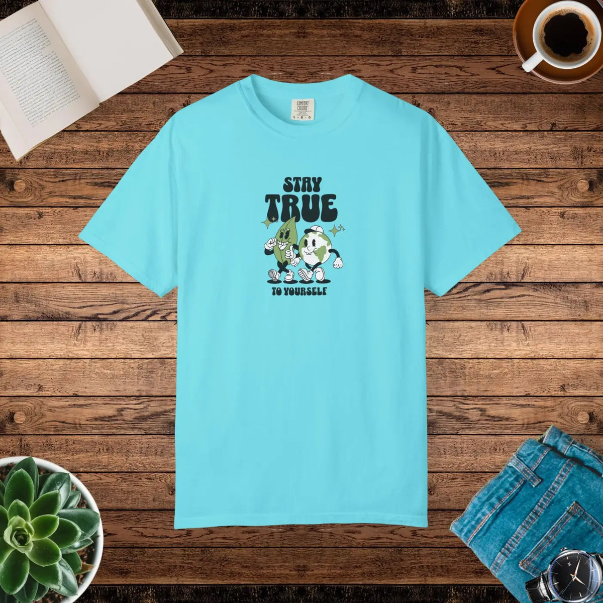 DipaliZ Earth Leaves Relaxed Fit Tee - Cozy Comfort Colors